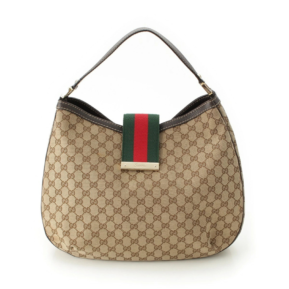 Gucci GG Canvas Sherry Hobo Bag Brown